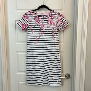 Joules Navy Striped Cherry Blossom Tshirt Dress
